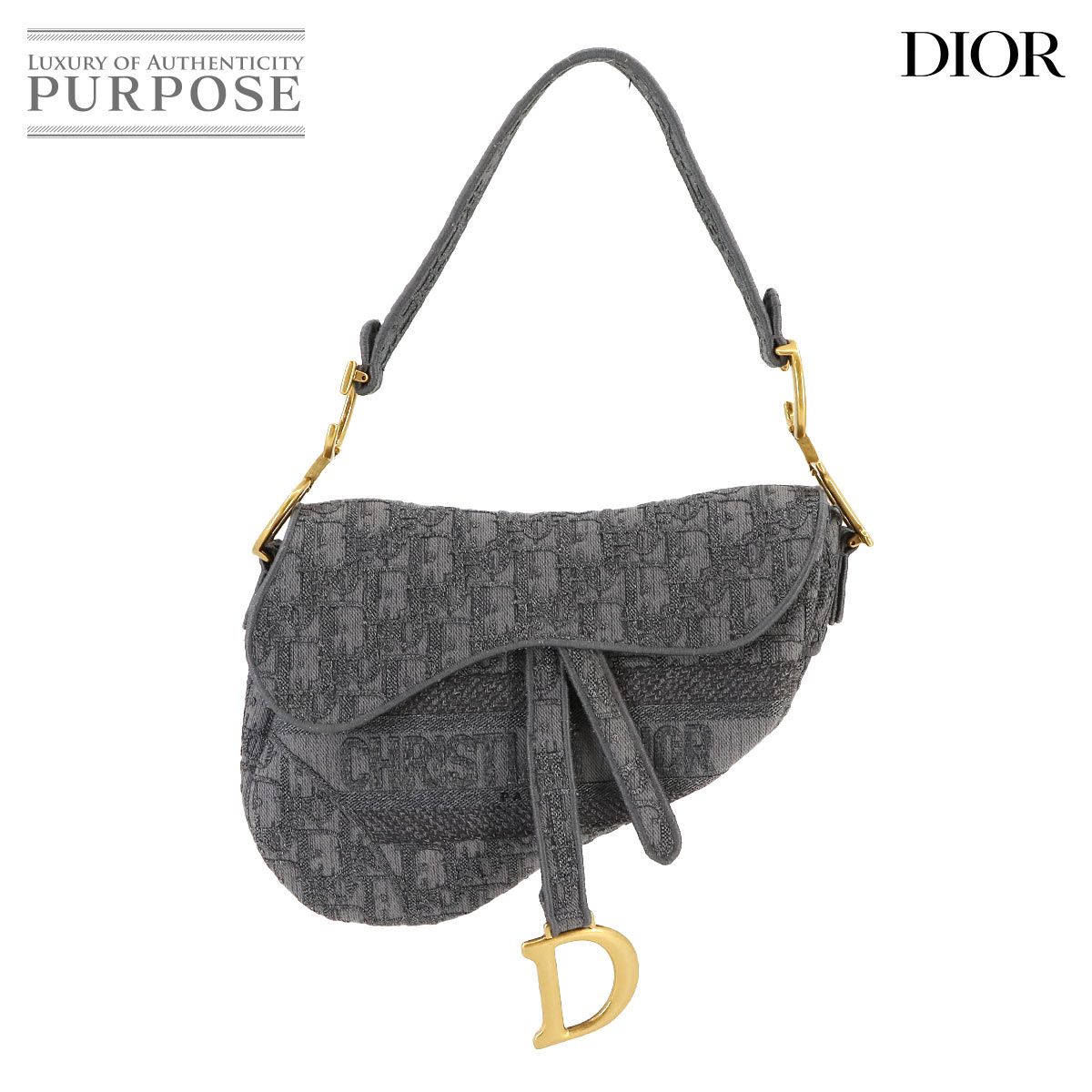 未使用 展示品 クリスチャン ディオール Christian Dior オブリーク サドル ショルダー バッグ キャンバス グレー 90242861  - メルカリ