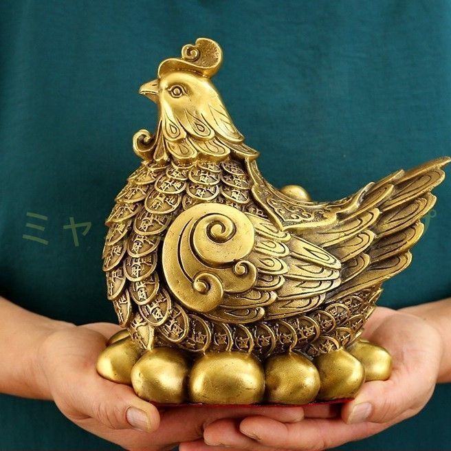 鶏 鳥 酉 置物 オブジェ 金色 黄金 ゴールド 干支 幸運 長寿 縁起物 魔除け 厄除 開運 幸運 財運 金運 安産祈願 無病息災 商売繁盛 インテリア 玄関 リビング オフィス