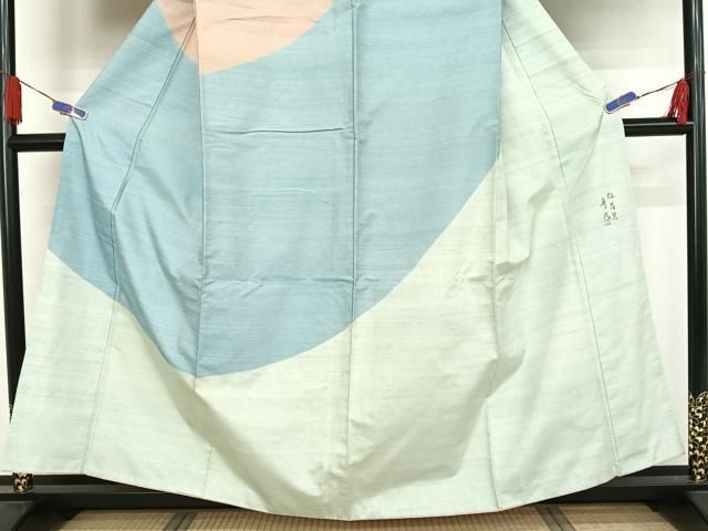 平和屋着物○紅花紬 米沢 新田秀次 訪問着 大円文 正絹 逸品