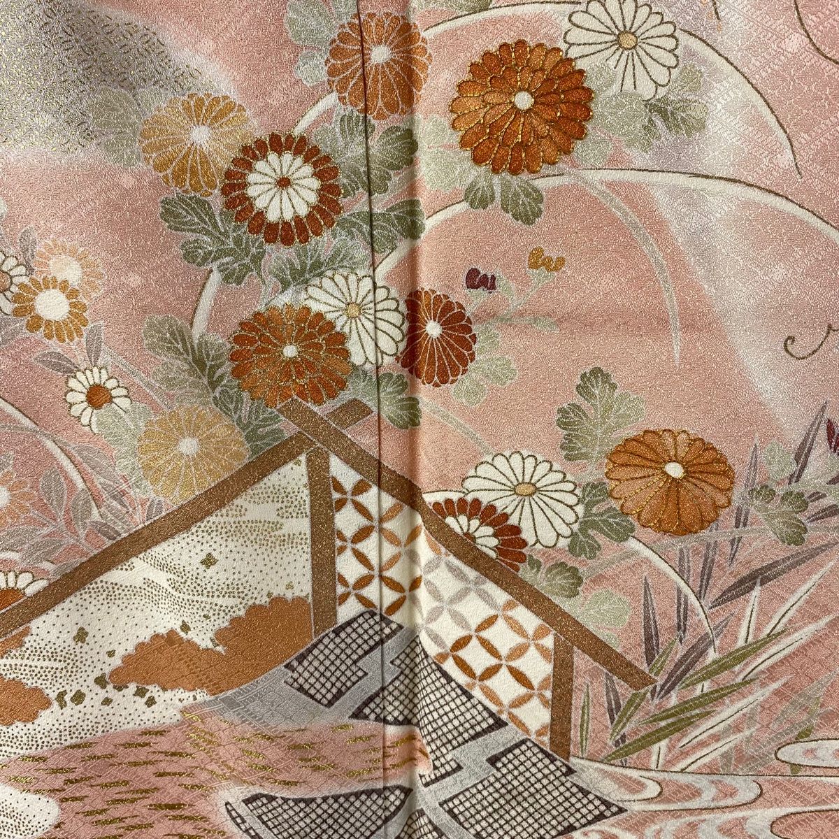 平和屋着物○訪問着 駒刺繍 雲取り吉祥花文 金彩 正絹 逸品 DAAQ2877ps