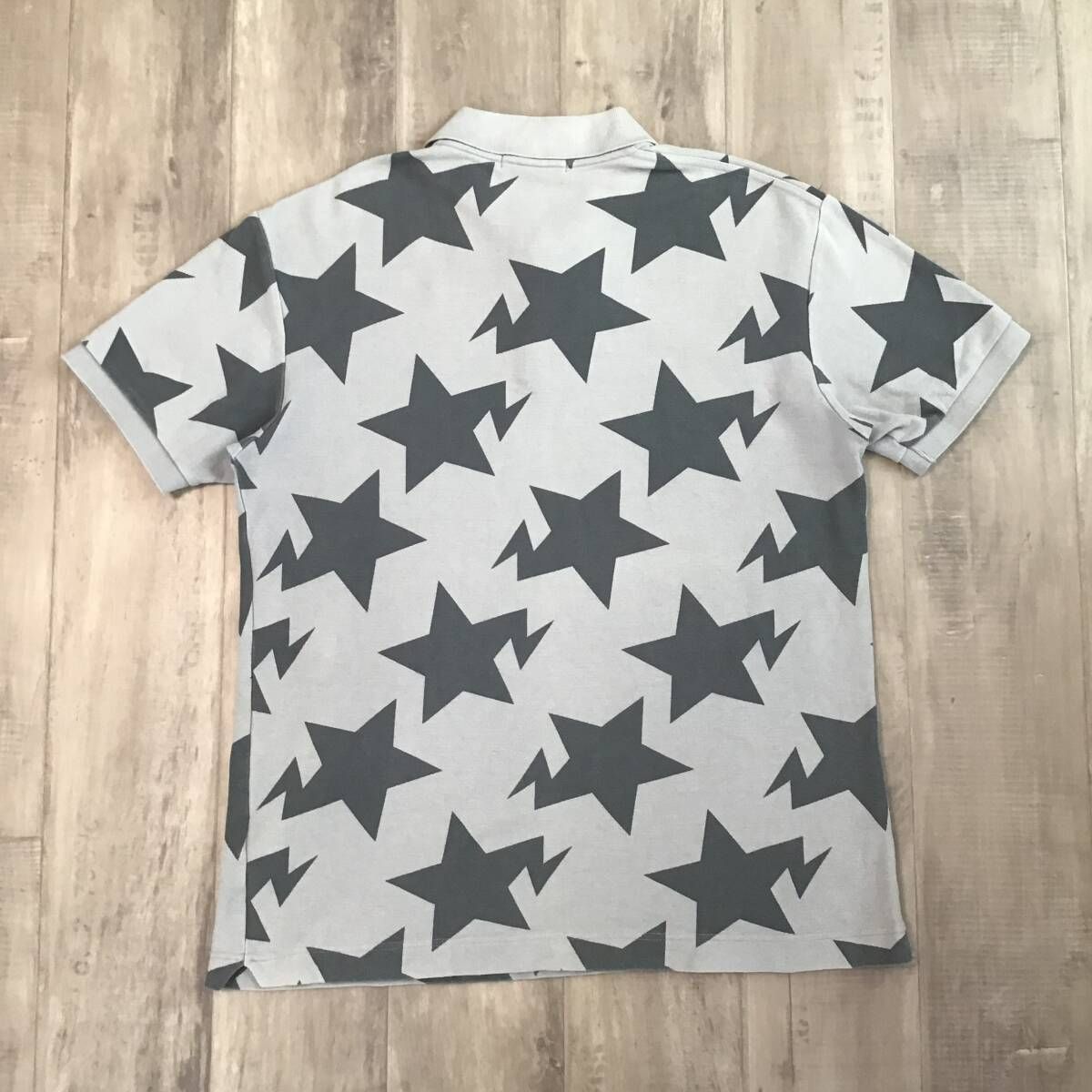 BAPE スター ポロシャツ Lサイズ グレー a bathing ape star