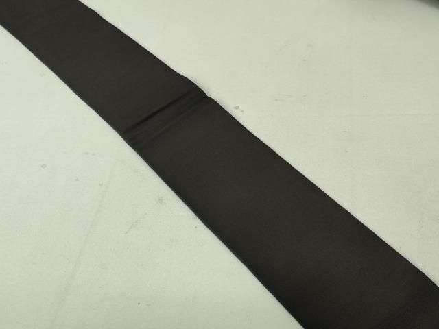 平和屋着物○本場筑前博多織 男性 両面 角帯 暗黒色 褐返色 正絹 逸品