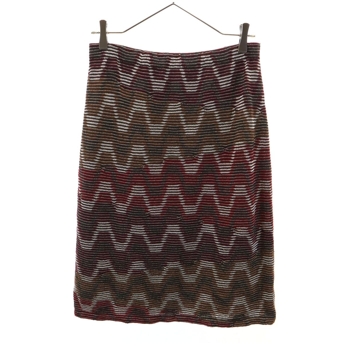SPORT MISSONI スポーツミッソーニ イタリア製 総柄 ミディ丈 ニット タイトスカート 42 ボルドー系 レディース 古着