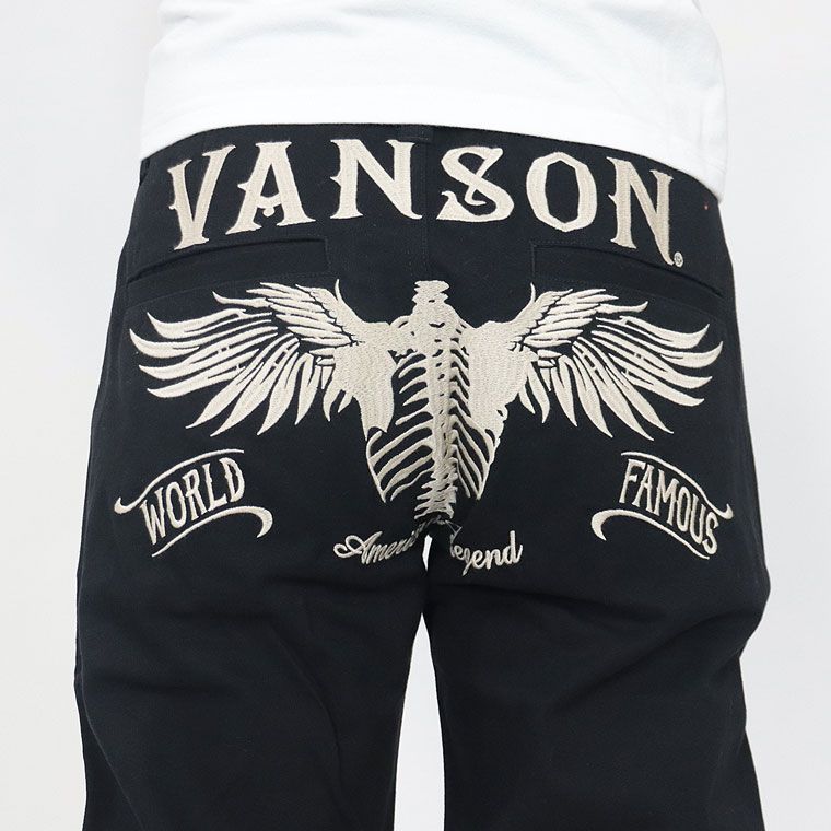 未使用品　VANSON　W34　フライング ×ヒューマンボーン刺繍 　チノパン VANSON/ 刺繍ツイルチノパンツ フライングボーン】 バンソン パンツ