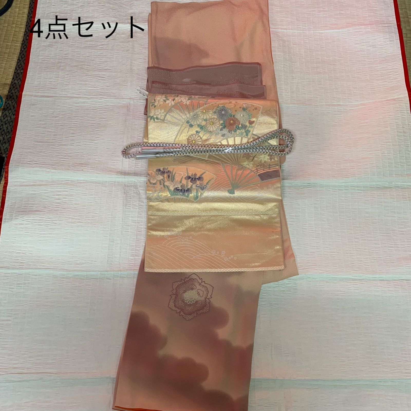 未使用品 相良刺繍華紋模様訪問着 ＋相良刺繍 雲に扇・桜楓・藤模様 