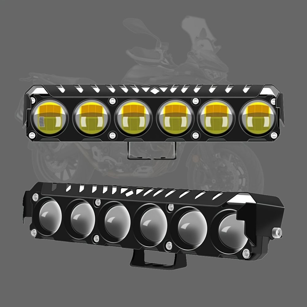 2個セット バイク用 ヘッドライト LEDライト ライトバー 補助ライト18cm 6レンズ ホワイト イエロー 12-24V 装飾 外装 カーライト 車用 おしゃれ 明るい 汎用品 t7859