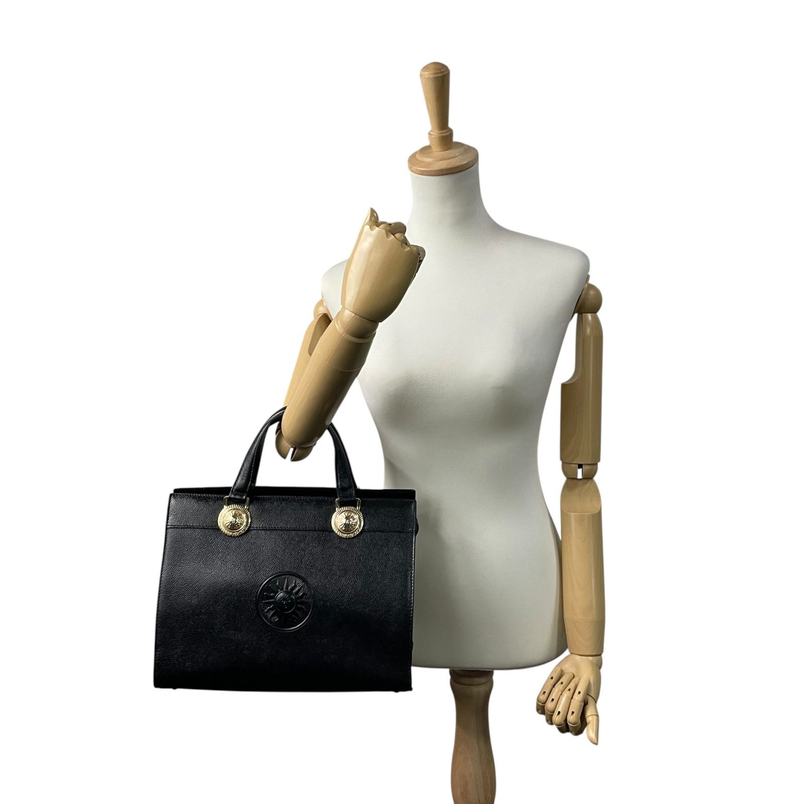 GIANNI VERSACE ジャンニ ヴェルサーチ ハンドバッグ 黒 ブラック サン  