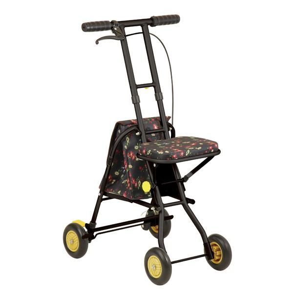 シルバーカー 手押し車 コンパクトタイプ 軽量 幸和製作所 プチカ フラワーブラック 〔介護用品 福祉用品〕