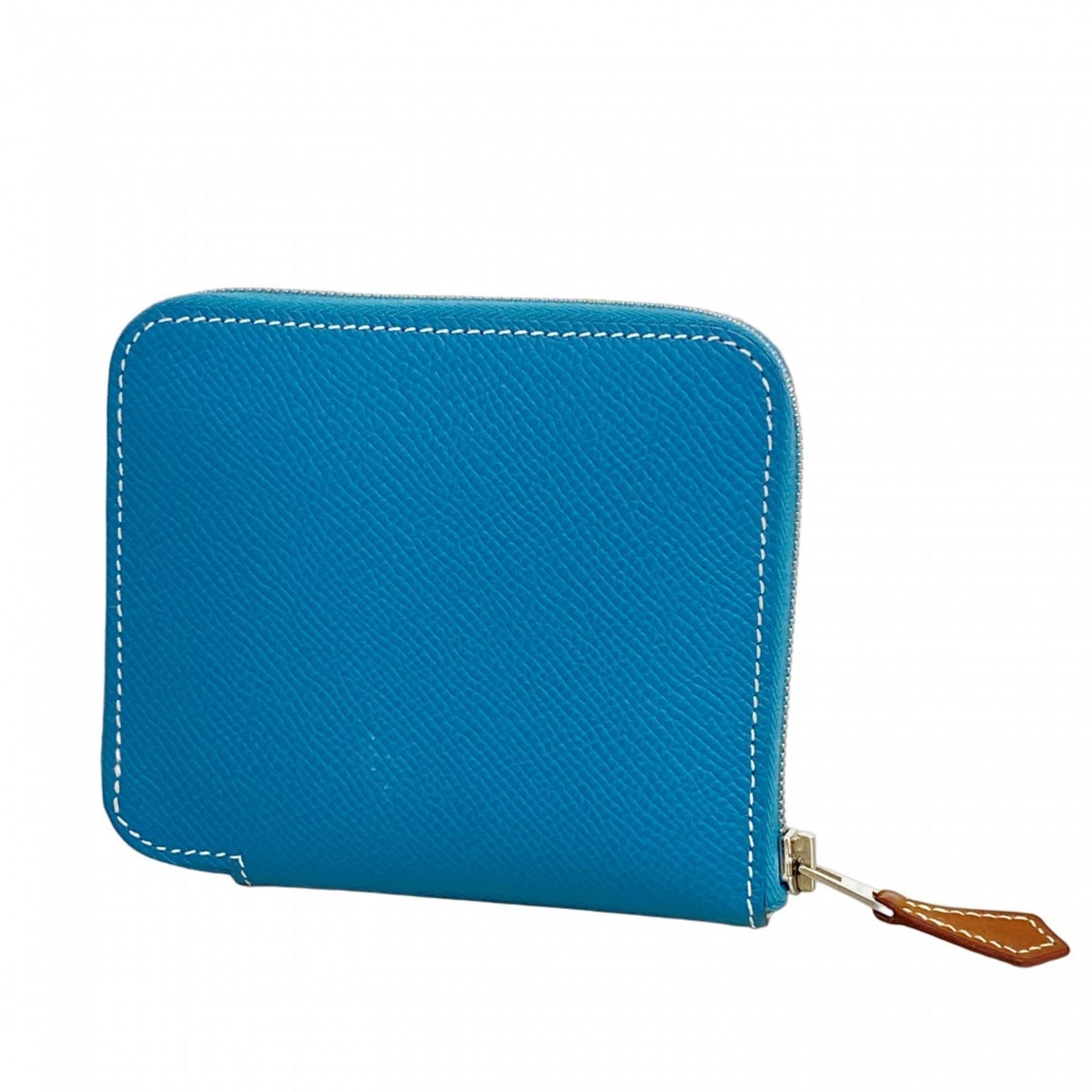 HERMES 財布　　アザップコンパクト　O刻印　シルクイン　ブルー　レザー エルメス(Hermes) エルメス 財布 アザップコンパクトシルクイン