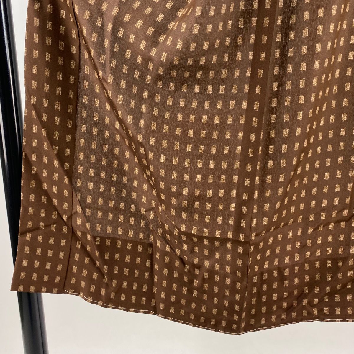 長襦袢 身丈117.5cm 裄丈64.5cm M 格子 茶色 正絹 秀品