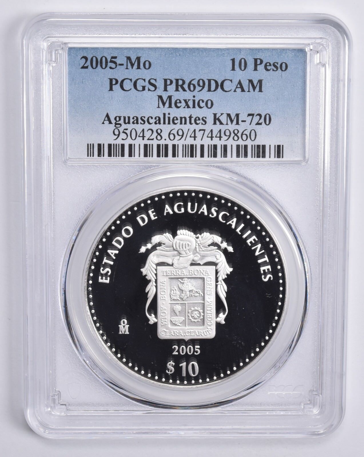 PR69 DCam 2005 MO メキシコ 10 ペソ シルバー アグアスカリエンテス KM-720