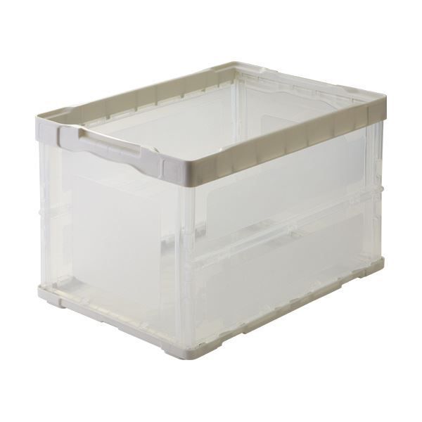 まとめ TANOSEE折りたたみコンテナ 軽量タイプ フタなし 50L ホワイト 透明 1台 ×3セット