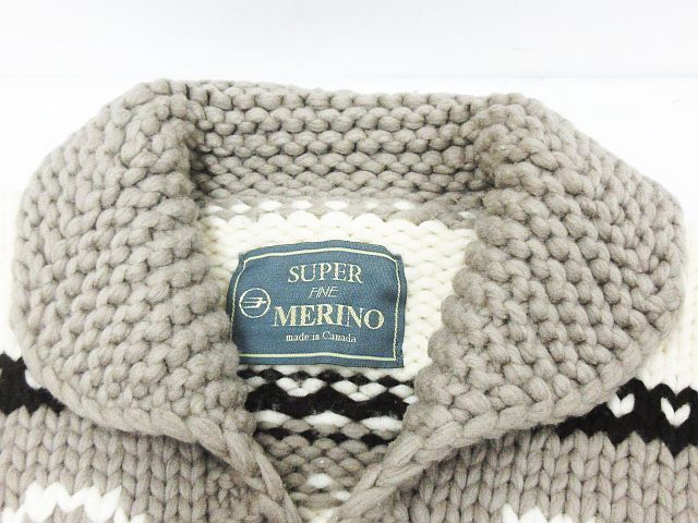 カナダ製 SUPER FINE MERINO カウチンニット トナカイ ウッドボタン美