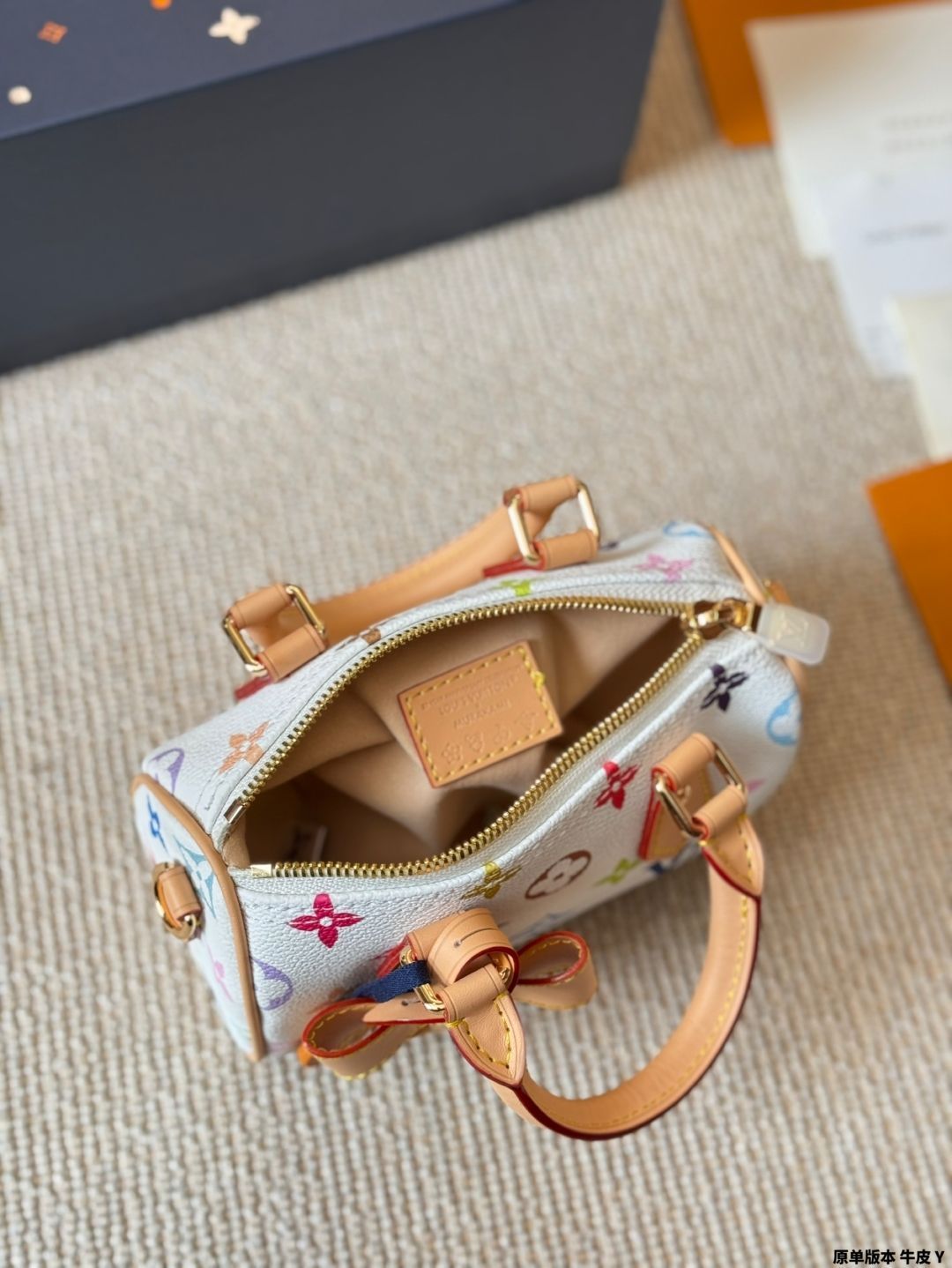ナノスピーディ　正規品　ルイビトン　平野　村上隆　カバン　バック 今日特価】LV Nano Speedy 16 村上隆 白三彩 ピローバッグ ルイ