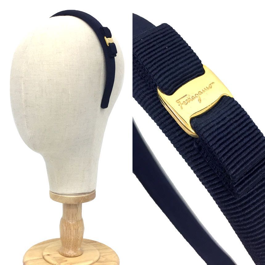 フェラガモ　カチューシャ　紺 フェラガモ サルバトーレフェラガモ Ferragamo カチューシャ