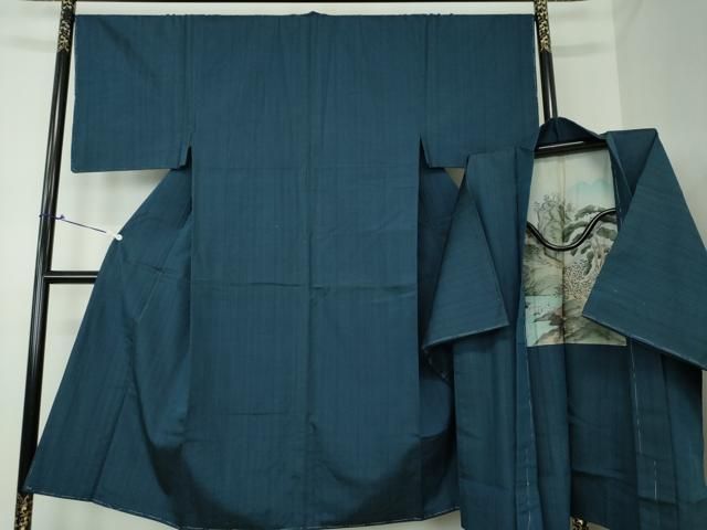 平和屋着物●男性 紬 アンサンブル 長羽織 間道 正絹 DAAS3080ps