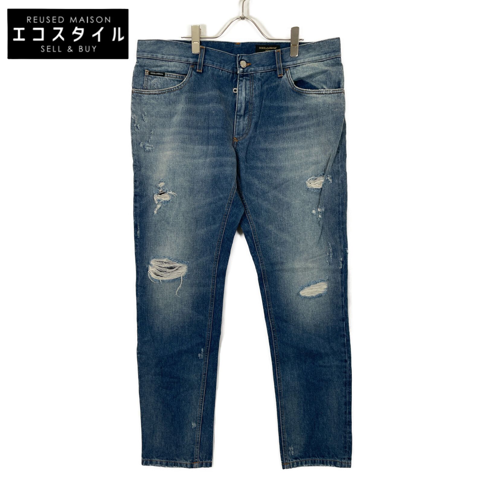 DOLCE & GABBANA ダメージ加工 デニム 52 ドルガバ パンツ ドルチェアンドガッバーナ 【52】 DOLCE & GABBANA ダメージ加工