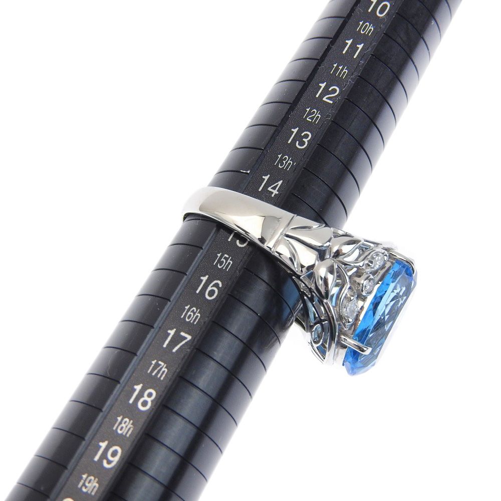 K18ホワイトゴールド×ブルートパーズ×ダイヤモンド 14.5号