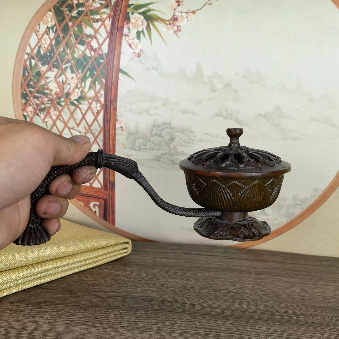 銅 細工 香炉 手持ち蓮華炉 盤香炉 装飾品 工芸品 置物 - メルカリ