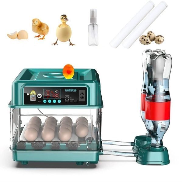 自動孵卵器 鳥類 ふ卵器 インキュベーター 恒温器 孵化器 自動転卵式 アヒル 鶏卵 アヒル うずら 恒温孵化器 24 枚 操作ビデオ付き