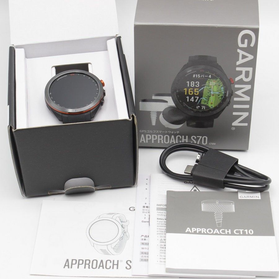 【美品】GARMIN Approach S70 47mm 010-02746-23 Black スマートウォッチ アプローチ ゴルフ ガーミン 本体