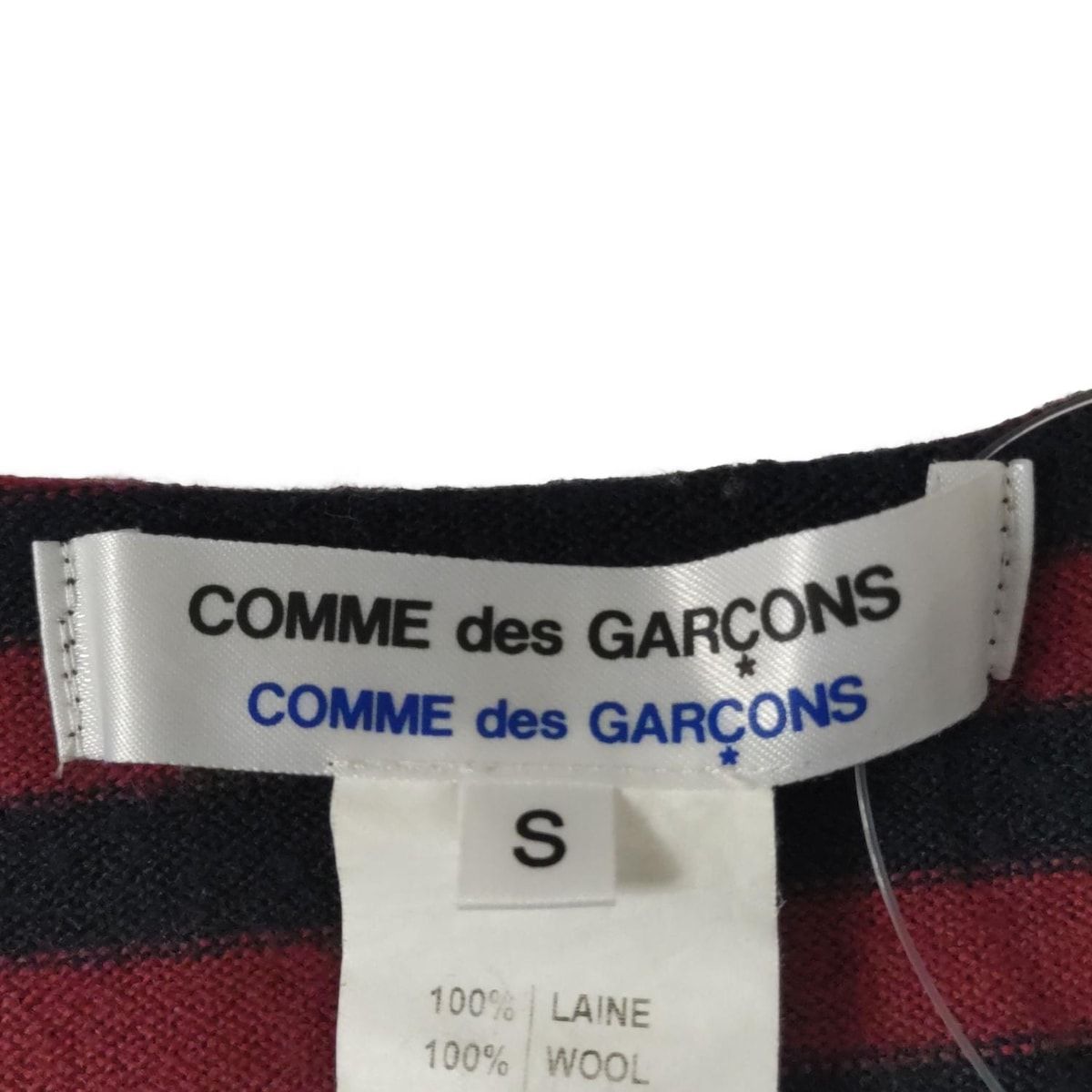  コムデギャルソンコムデギャルソン 長袖セーター サイズS レディース - ボルドー×ネイビー クルーネック 薄手 長袖 ニット セーター