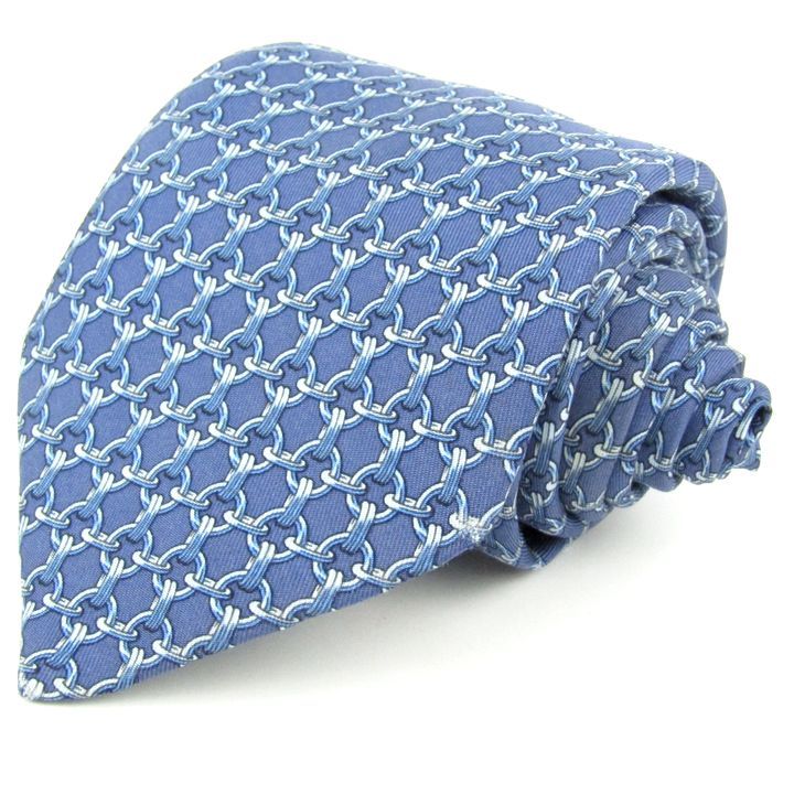 エルメス ネクタイ ブランド 総柄 チェーン シルク フランス製 59EA  