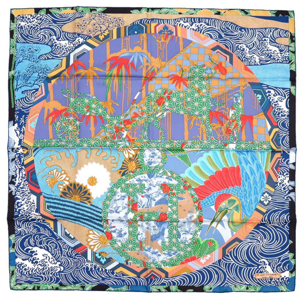 Hermes エルメス 松坂屋400周年エクスリブリス カレ90 シルクスカーフ 未使用HERMES エルメス カレ90 松坂屋400周年限定キモノエクス