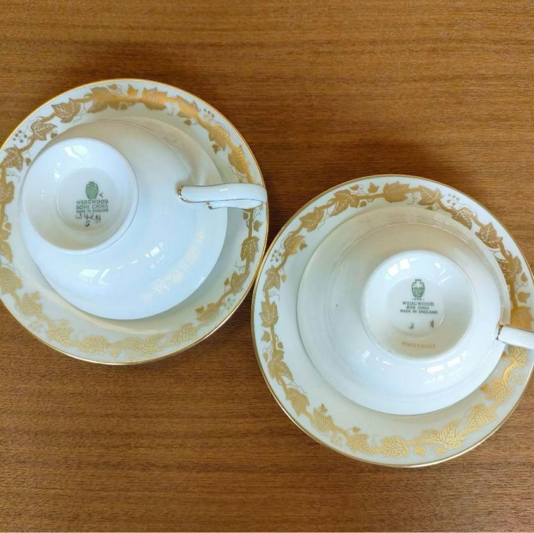 【美品】 ウェッジウッド ホワイトホール パウダー ホワイトゴールド ２客セット 美品】 ウェッジウッド ホワイトホール パウダー ホワイト