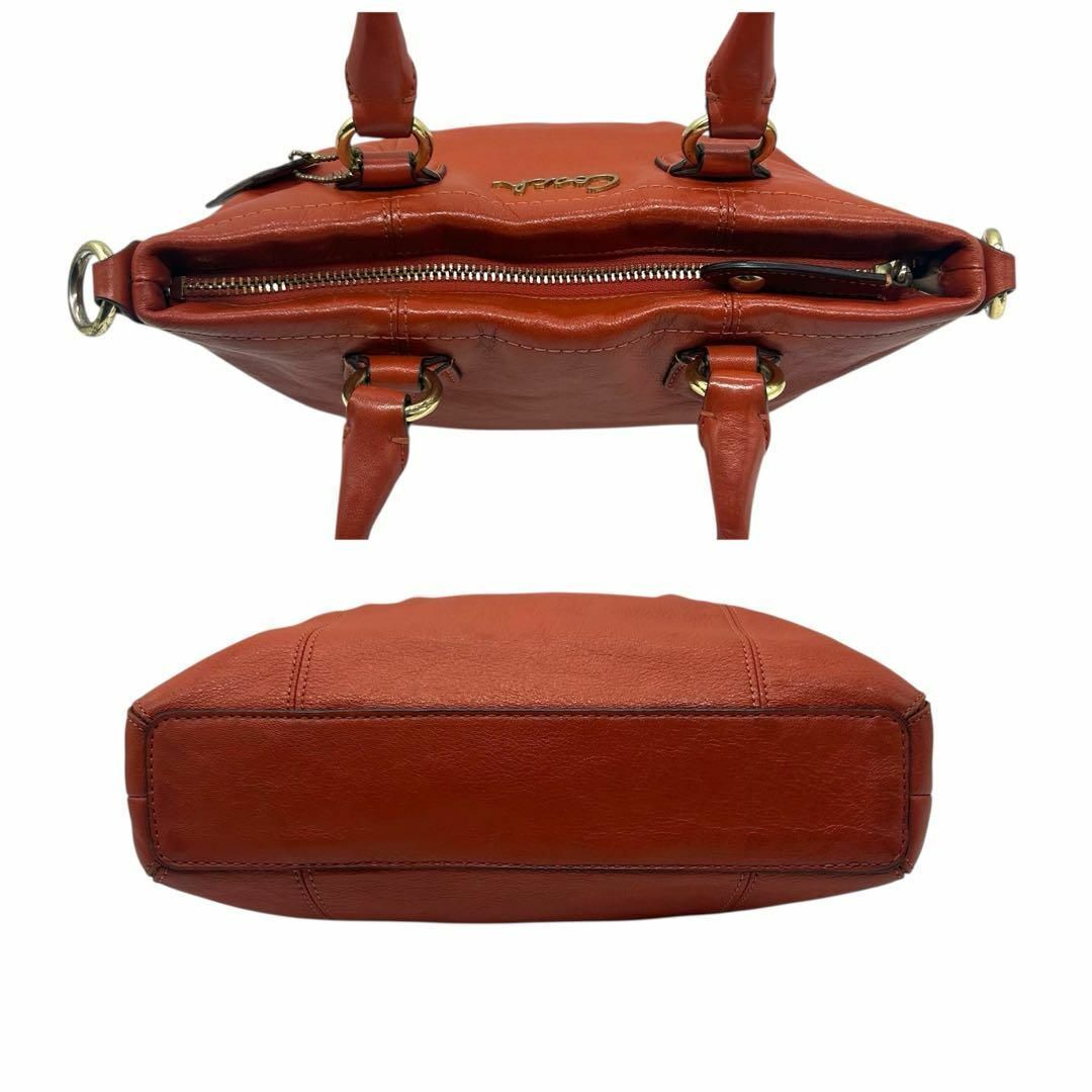 良品 1264 Coach ハンドバッグ 2way レザー レッド ゴールド金具 良品 1264 Coach ハンドバッグ 2way レザー レッド ゴールド金具