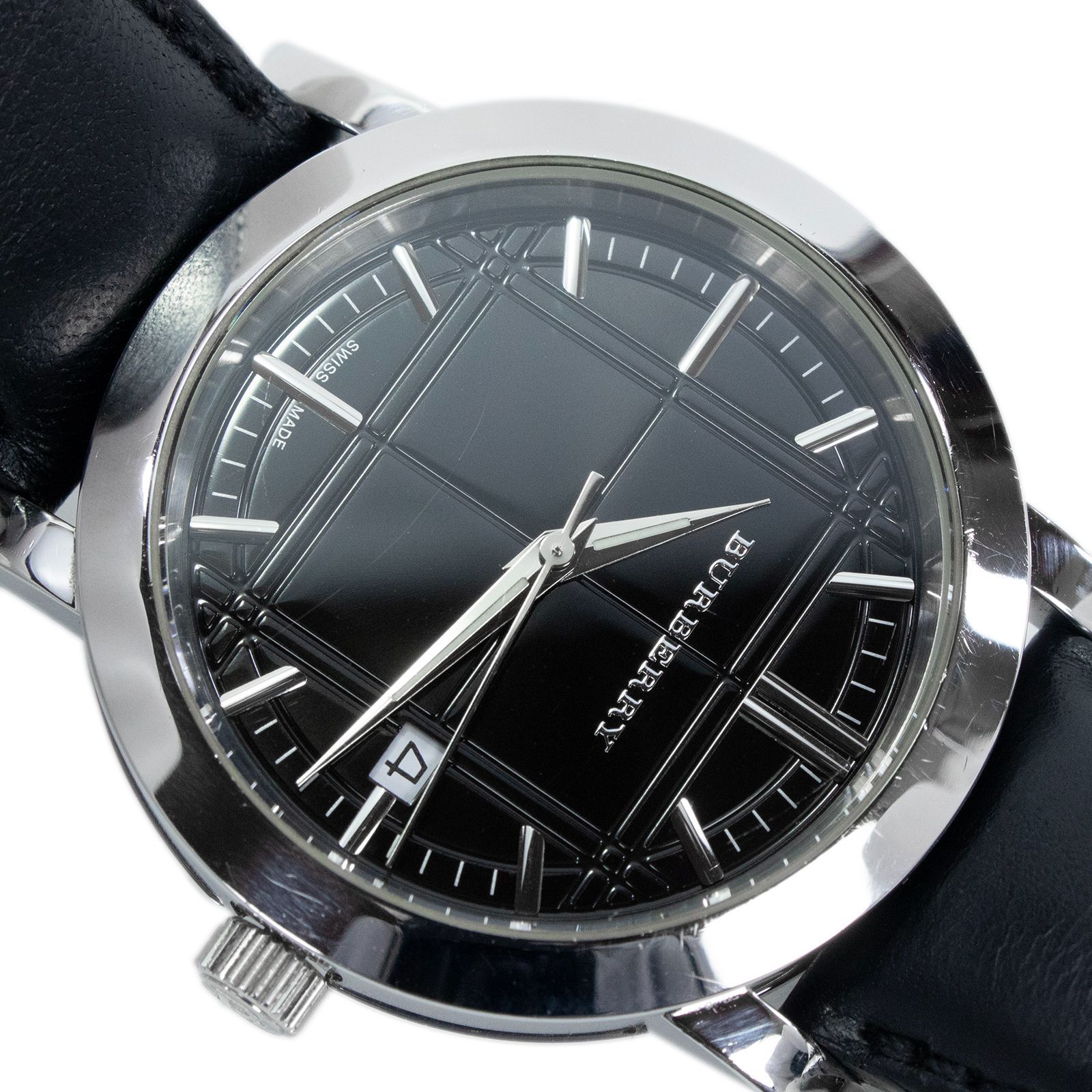 バーバリー 腕時計 メンズ BU1354 黒 チェック シンプル ロゴ マーク バーバリー 腕時計 メンズ BU1354 黒 チェック シンプル ロゴ