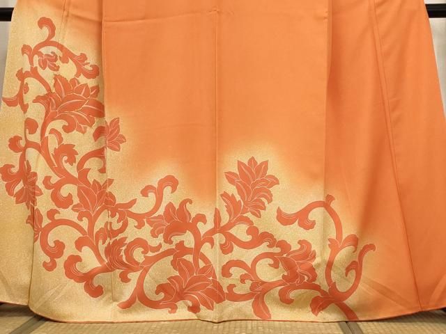 平和屋着物●訪問着　更紗花唐草文　金彩　正絹　逸品　未使用　CABA6116vf 平和屋着物□訪問着 更紗花唐草文 暈し染め 金彩 正絹 逸品