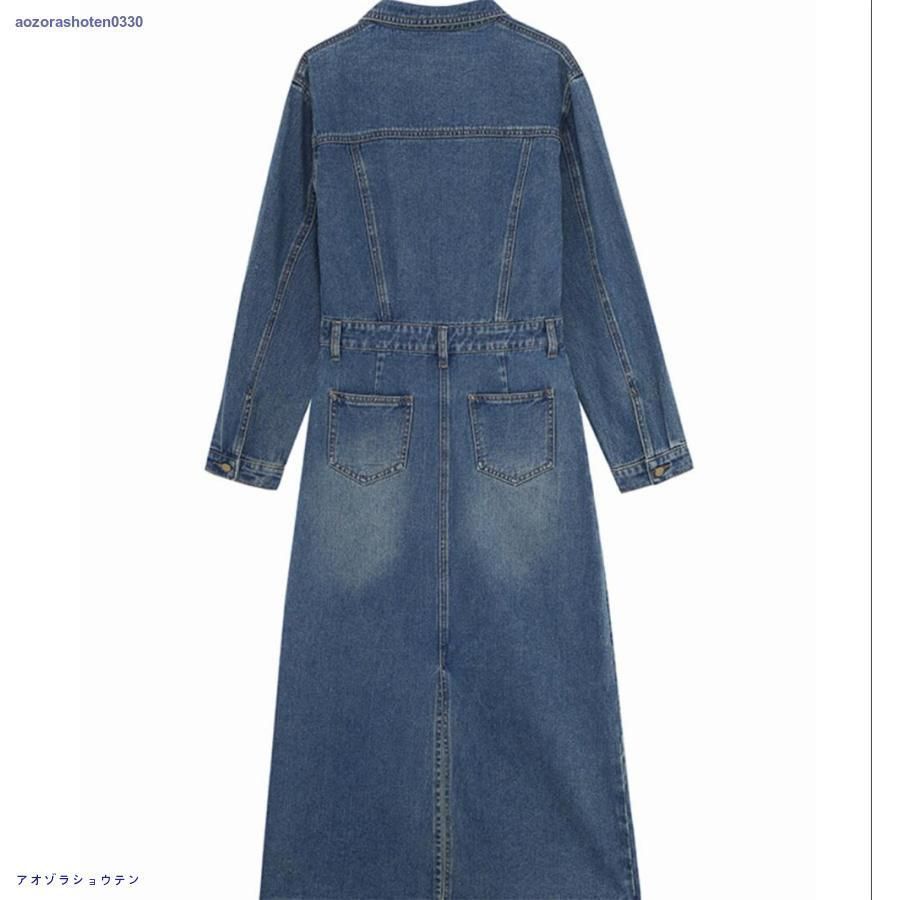 長袖ワンピース デニムシャツワンピース