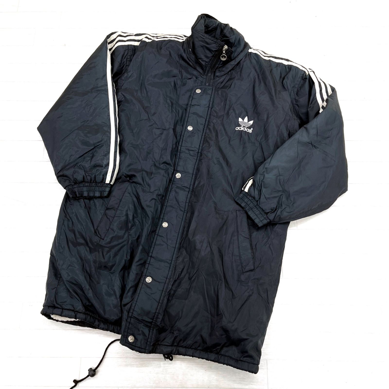 160◎ オールド 90s adidas ベンチ コート 裏ボア ブラック