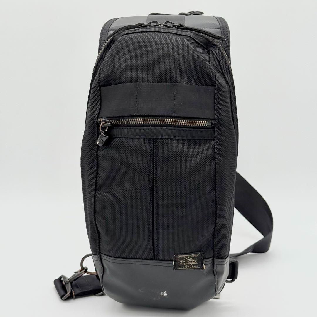 良品】PORTER ヒート スリング ショルダーバッグ ボディバッグ 黒色