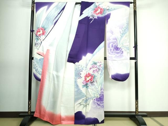 ✲豪華 刺繍 お振り袖 平和屋着物□豪華振袖 刺繍 草花文 暈し染め 金糸 正絹 逸品