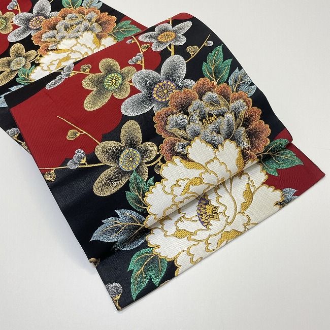 袋帯 振袖 花 刺繍 金 牡丹 r751
