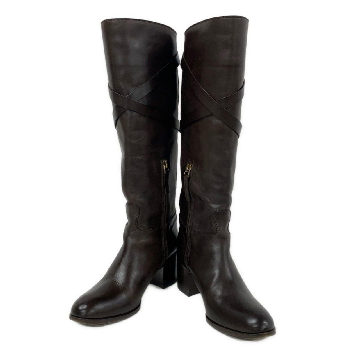 美品！SARTORE サルトル　ロングブーツ　ダークブラウン　36 ヒール5.5 SARTORE(サルトル) ロングブーツ 36 レディース - ダーク