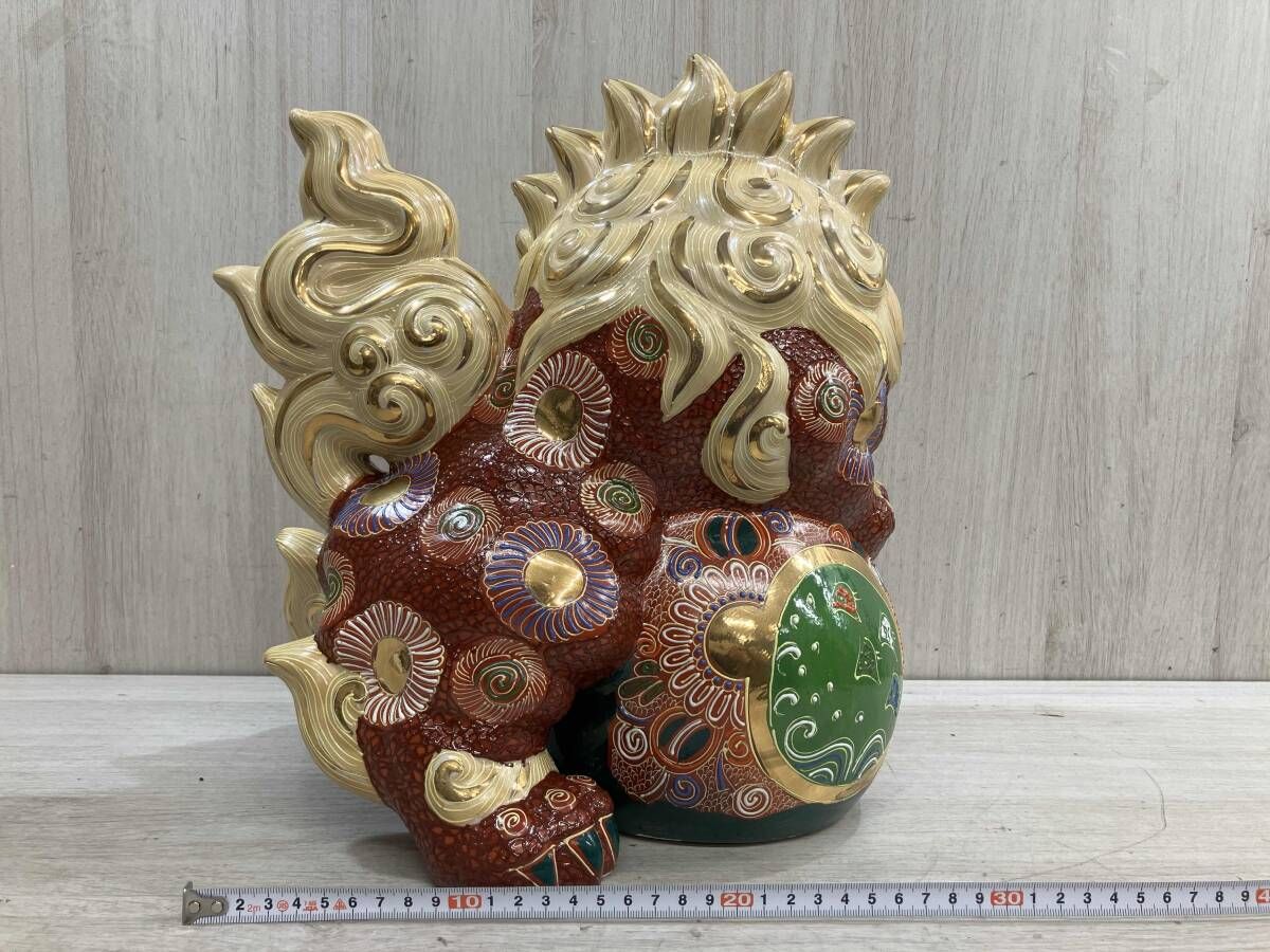 陶器製 獅子像 置物　赤金　九谷焼　美品 陶器製 獅子像 置物 赤金 九谷焼 美品 九谷焼 魔除獅子 陶器 陶磁器