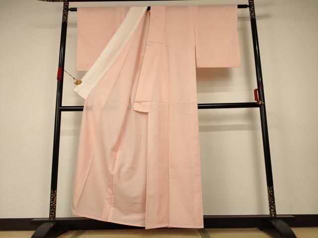 平和屋着物＊夏物　色無地　縦絽　芝紋紗　洒落柿色　正絹　逸品　未使用　AABA6487jd