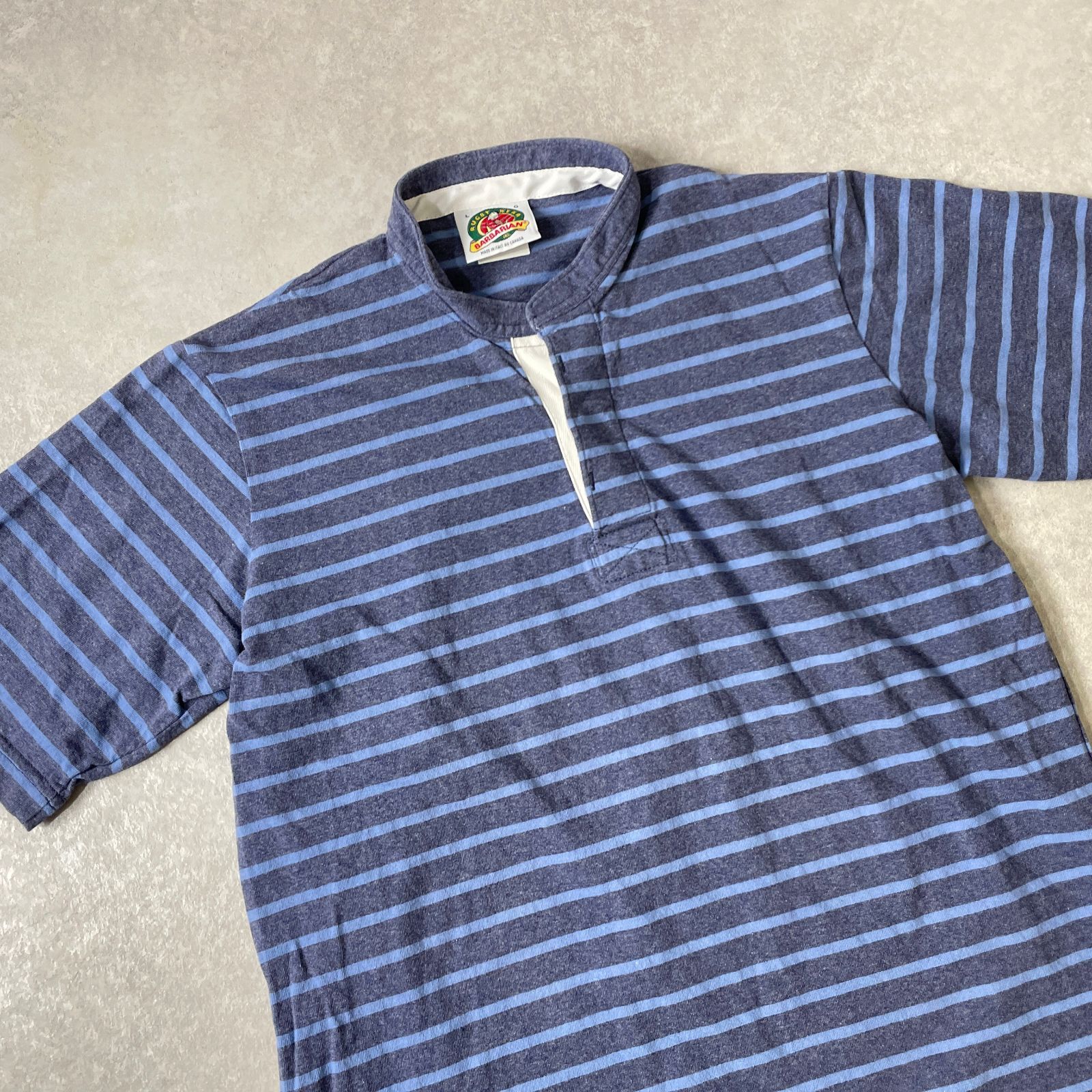 BARBARIAN CANADA製 バンドカラー ボーダー ラグビーシャツ ラガー