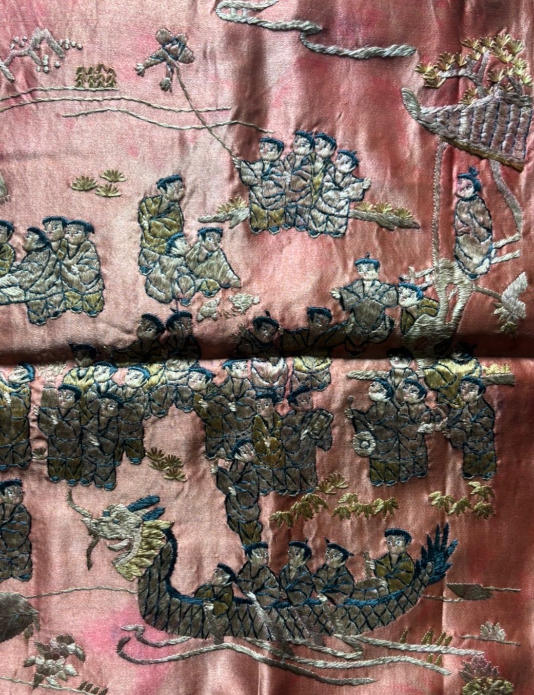 中国 刺繍 [龍人物風景絵] 布 中国雑貨 中国画 刺?画