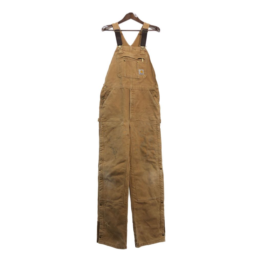 カーハート　オーバーオールダブルニーダック地つなぎブラウン 6×30 W34相当 90年代 Carhartt カーハート ダック ダブルニー ビブ