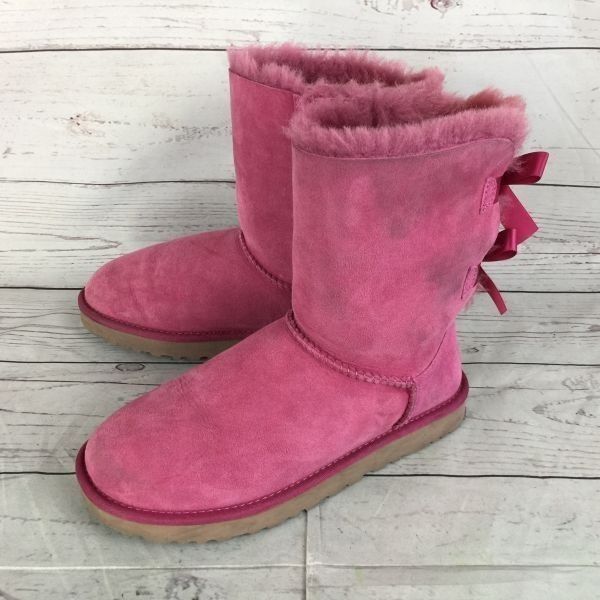 UGG australia☆ムートンブーツ【24.0/ピンク】ベイリーボウ/バック