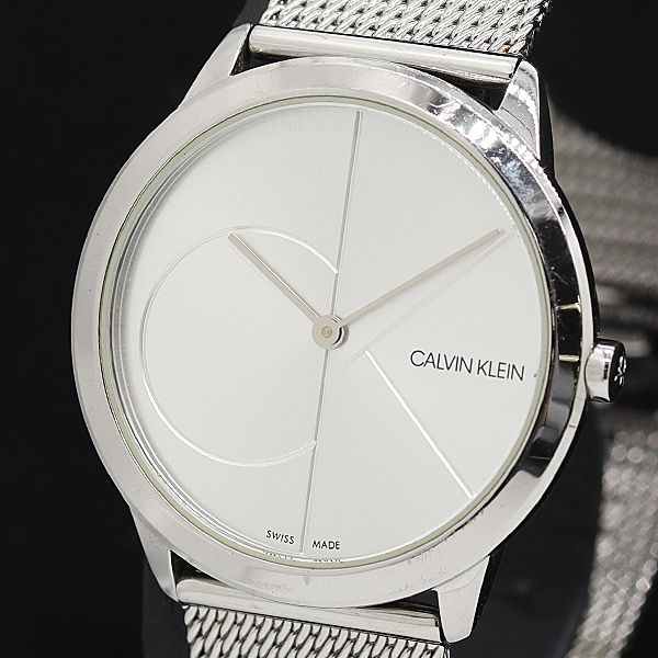 稼働 良品 カルバンクライン K3M 221 QZ シルバ―文字盤 メンズ