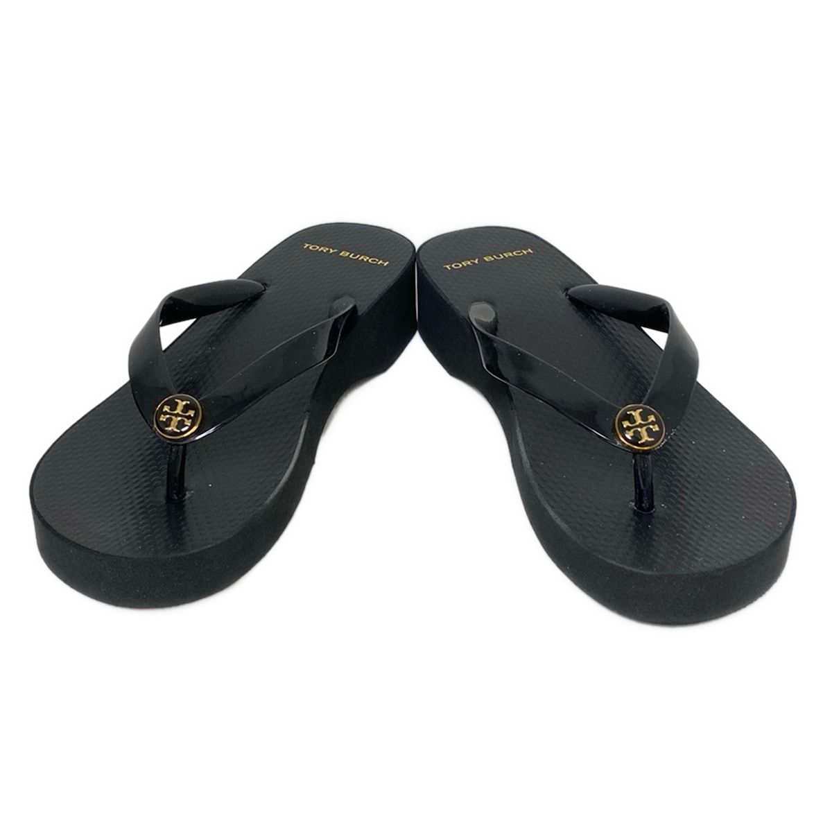 TORY BURCH(トリーバーチ) ビーチサンダル レディース - 黒×ゴールド