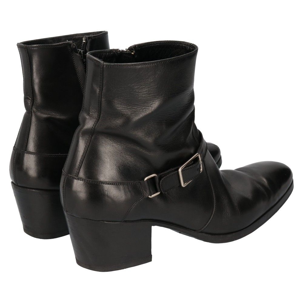 Dior HOMME (ディオールオム) 06AW Hedi Slimane Buckle Cuban Heel Boots エディ期 バックル ヒール ブーツ アンクルショートブーツ ブラック サイドジップ - メルカリ