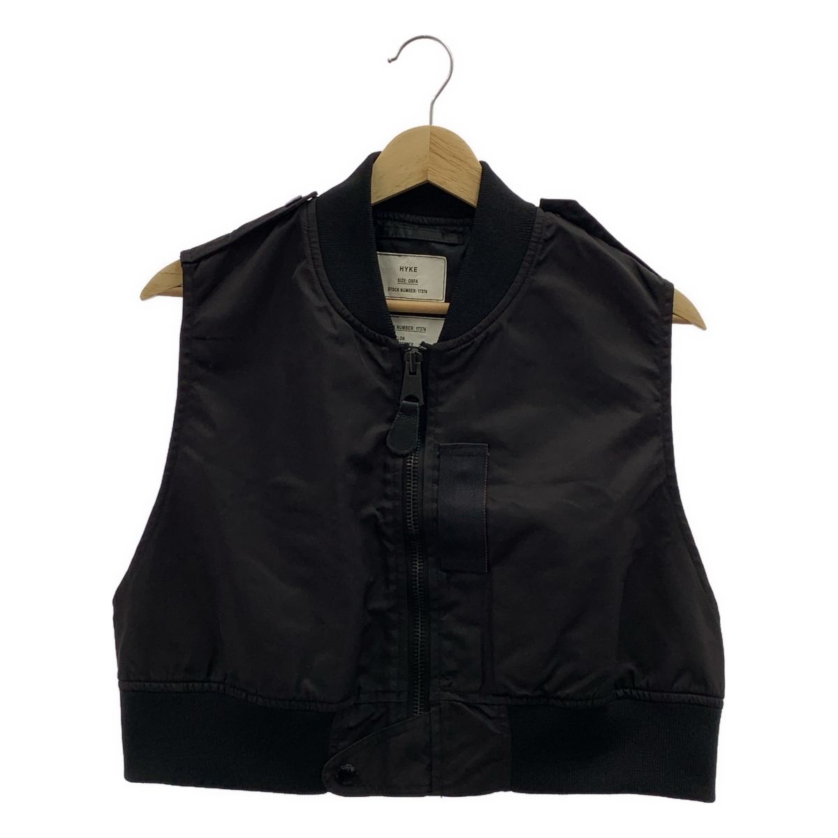 HYKE ハイク 2025SS TYPE L-2A CROPPED TOP ナイロン クロップド ベスト ブラック レディース