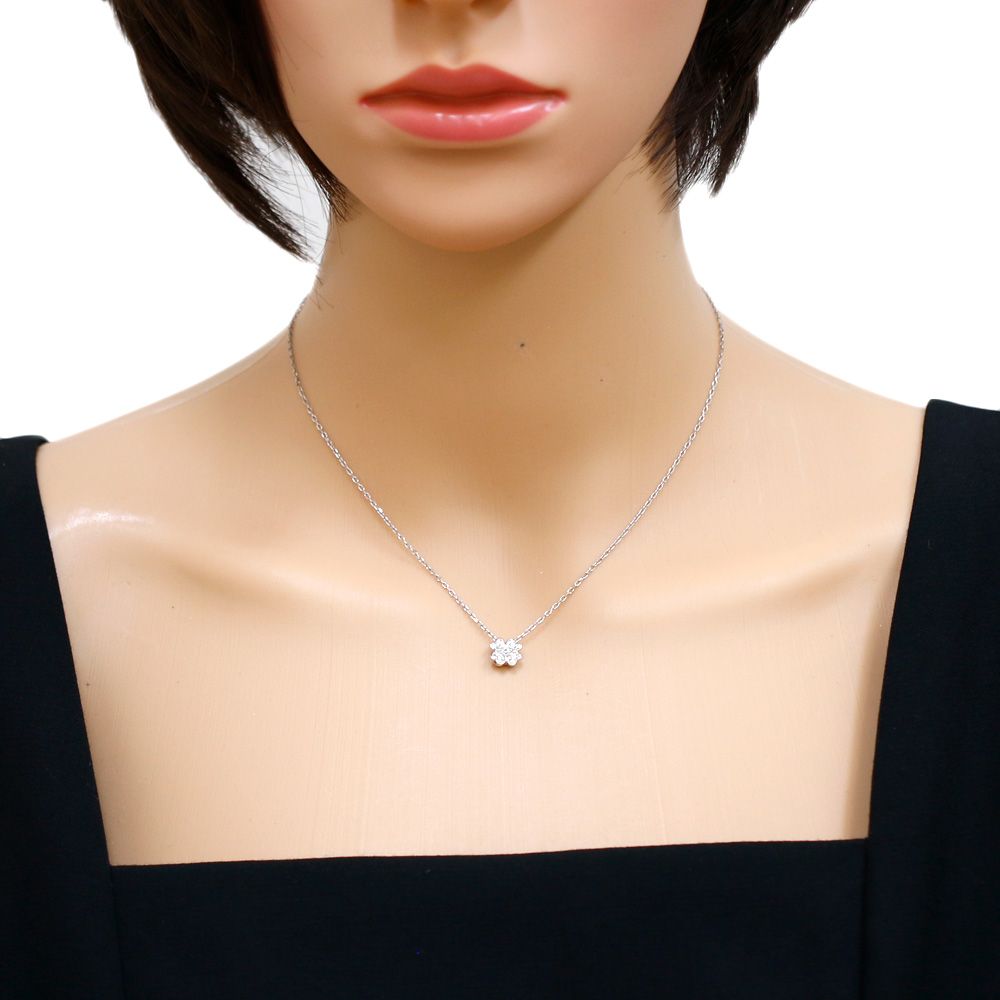 ミキモト MIKIMOTO ネックレス フラワー K18ホワイトゴールド