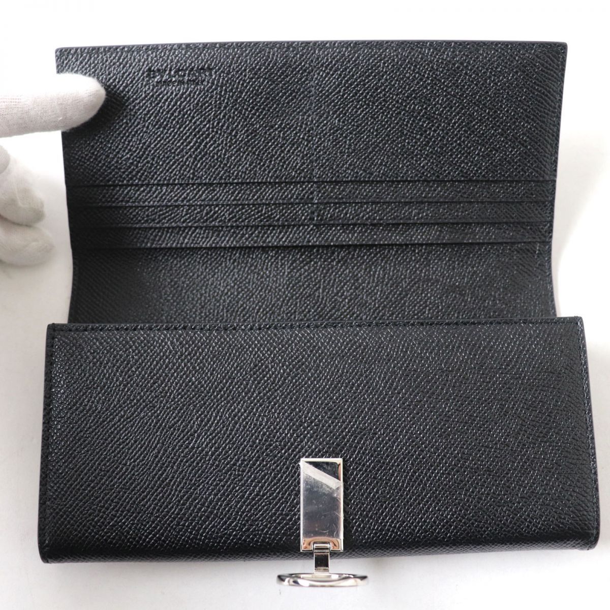 未使用△伊製 BVLGARI ブルガリ 289381 2つ折り ロゴ金具 クリップラージ レザー ロングウォレット 長財布 ブルガリブルガリ  黒×シルバー e01-st30307-891 - メルカリShops